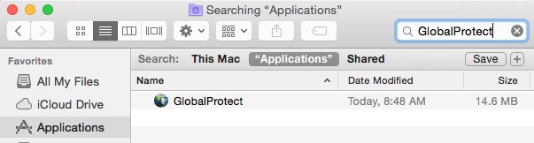Globalprotect in finder applications