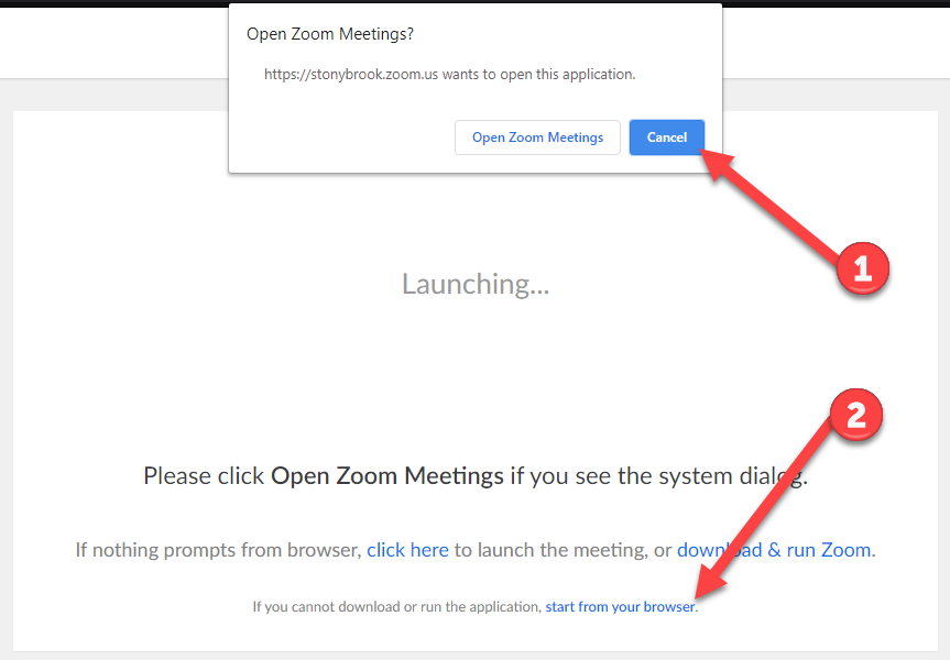 cancel opening zoom app join in browser instead
