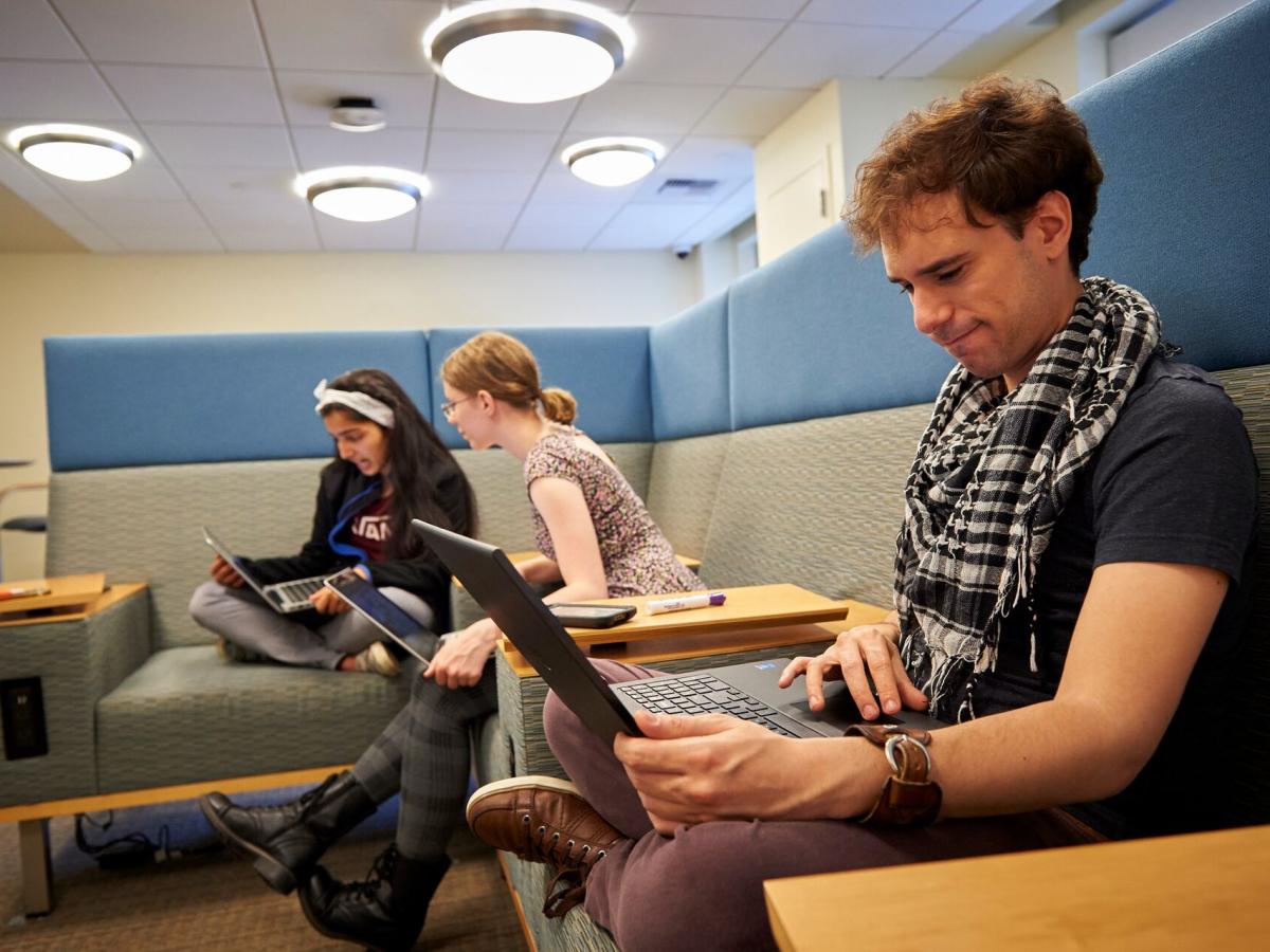 Stony Brook University Student Using a Laptop