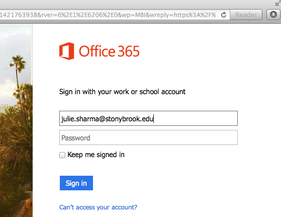 office365 sign in with epo in name field and password not filled out