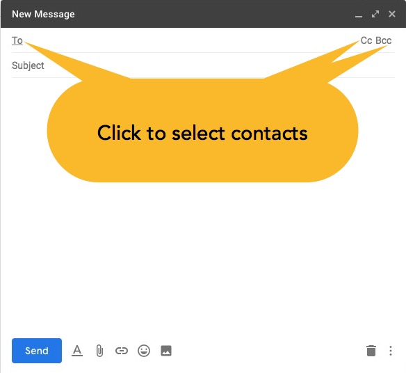 click To, CC, or BCC to open contact picker when composing or replying to an email