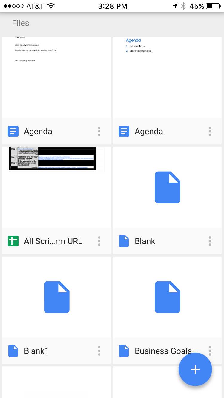 google drive files with three vertical dots