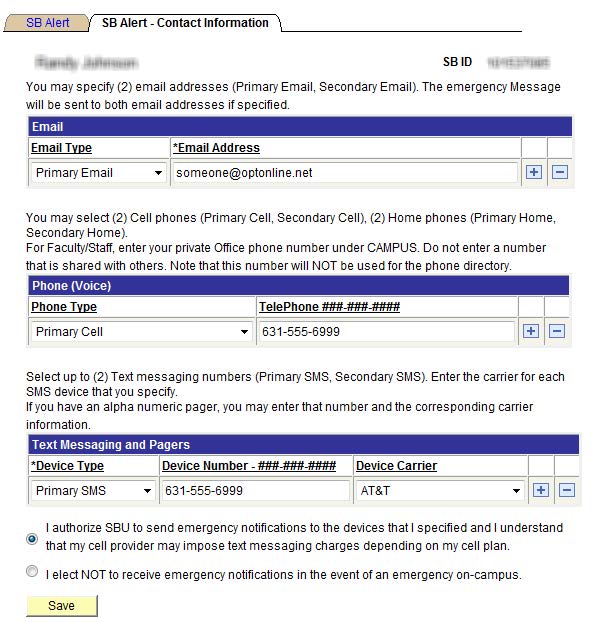 Adding SB Alert Contact Information in SOLAR