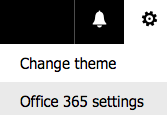 Office 365 settings selected from setting gear menu