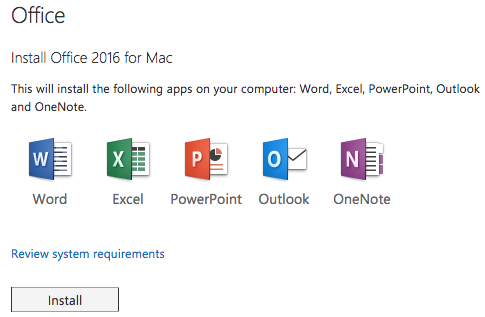 Install Office for Mac 2016