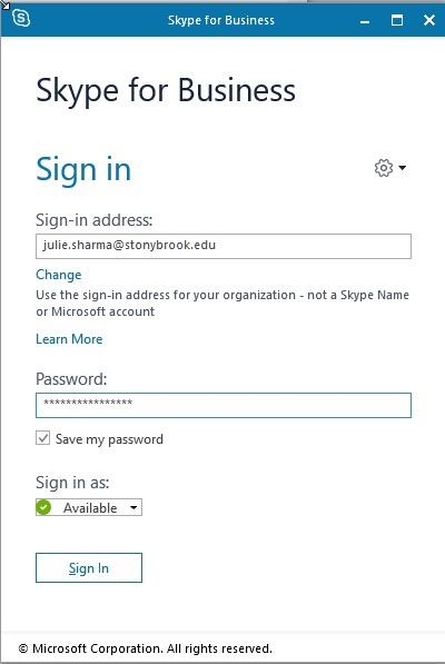 how to sign in skype for business