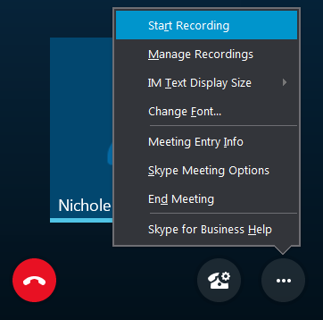 recording in skype for business when turned off