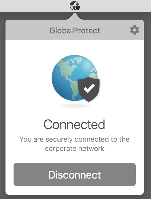 vpn connected menu icon and window