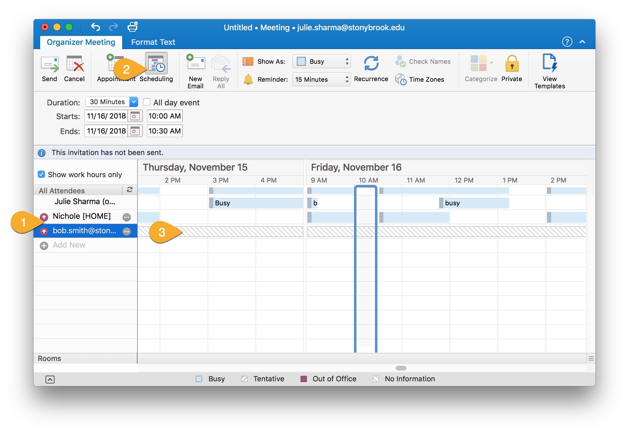 view guests' free/busy time outlook calendar Scheduling