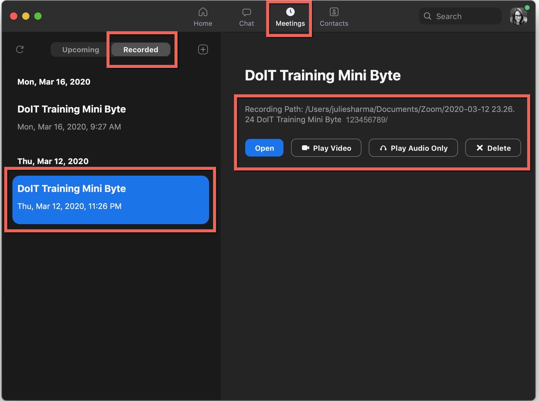 zoom download recording