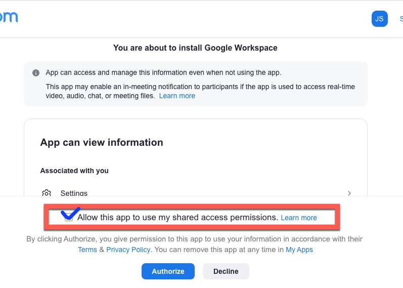 Signing into (and Authorizing) and Using the Zoom Addon to Add Zoom