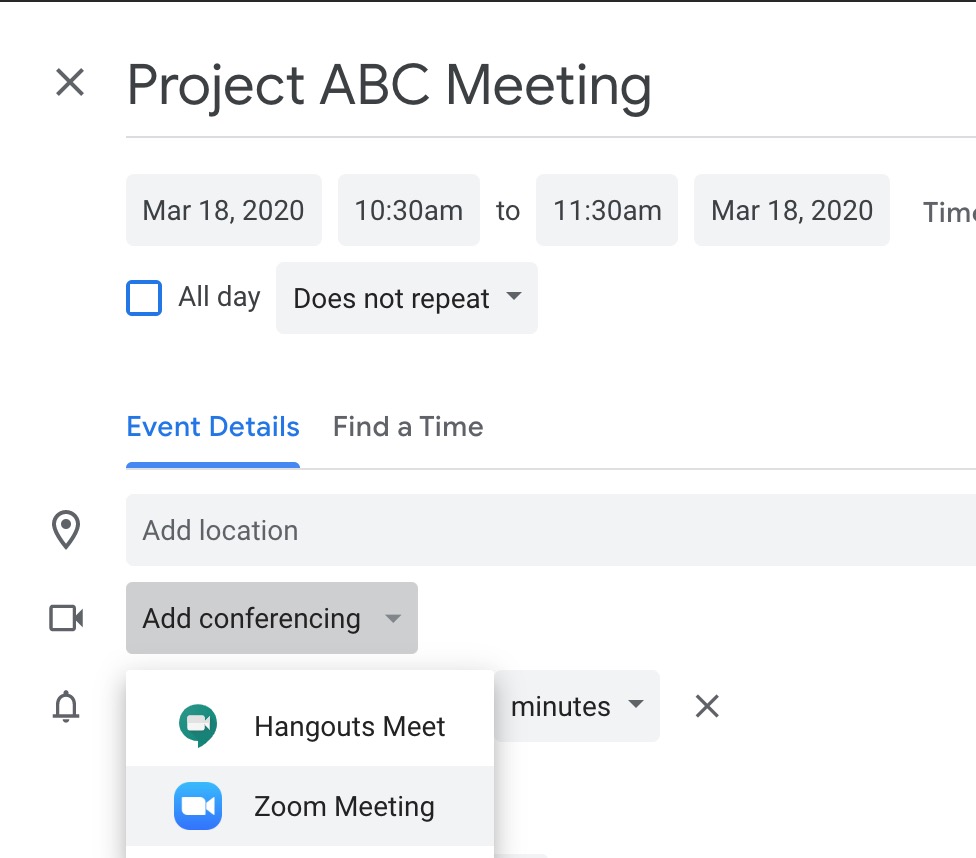 Adding Zoom Meetings to Google Calendar Events Division of