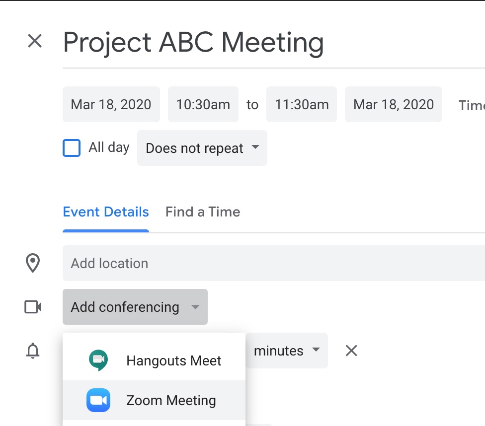 create zoom meeting in google calendar