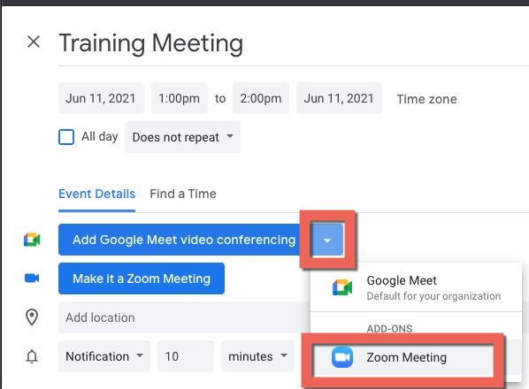 add zoom meeting