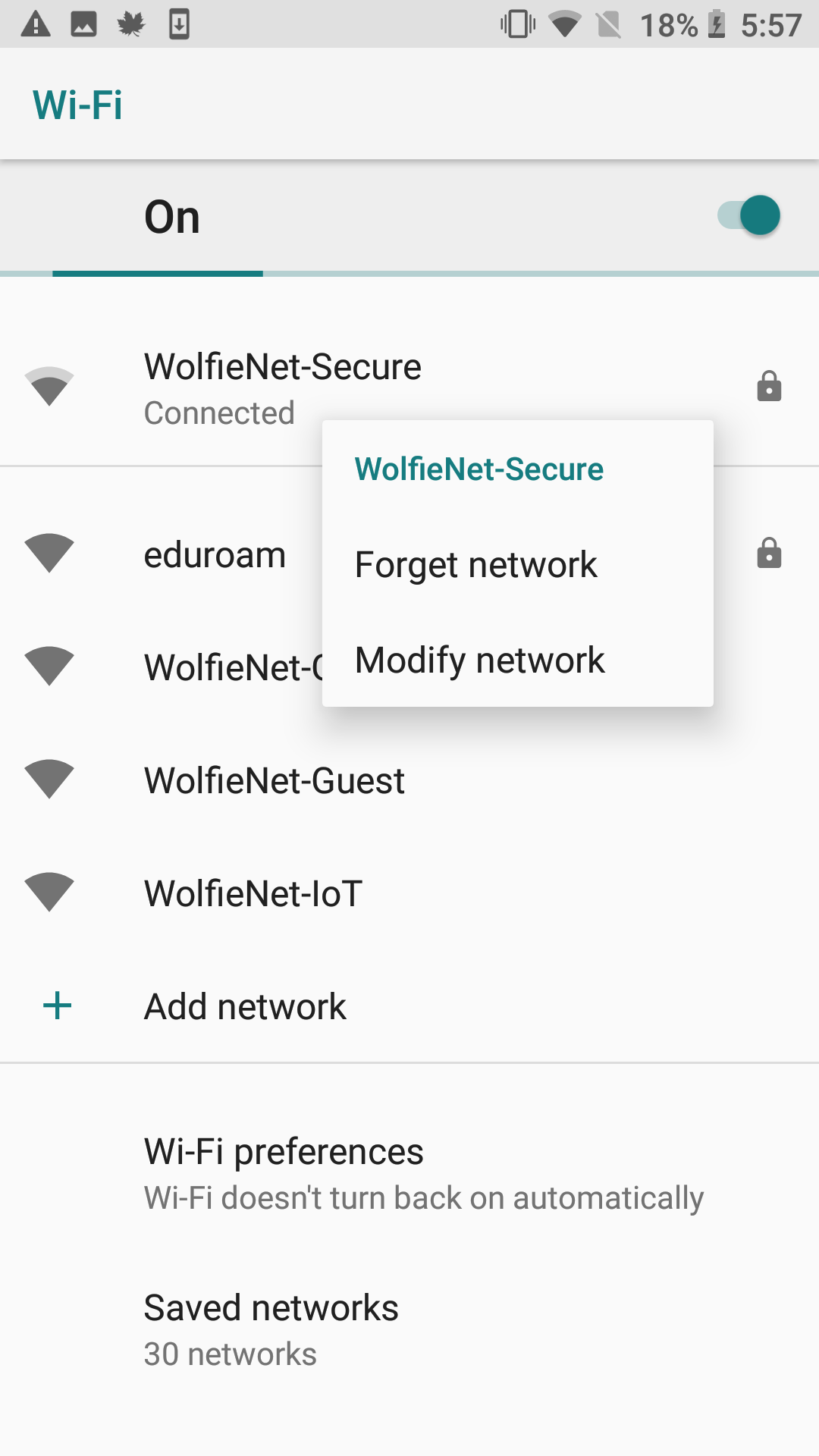 Remove / Forgetting a WiFi Profile on an Android Device | Division of  Information Technology