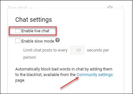 Disable live chat youtube