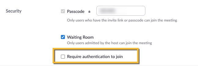 require authentication to join unchecked
