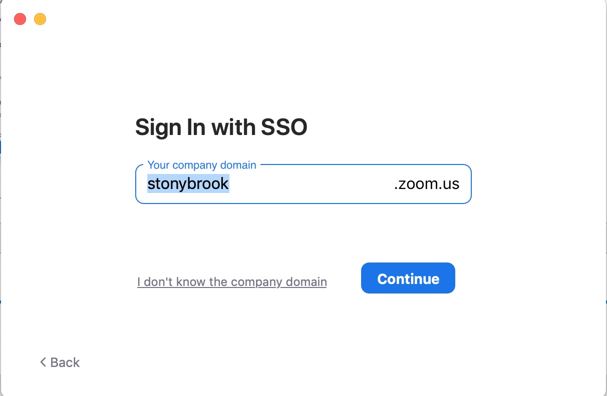 enter stonybrook as domain