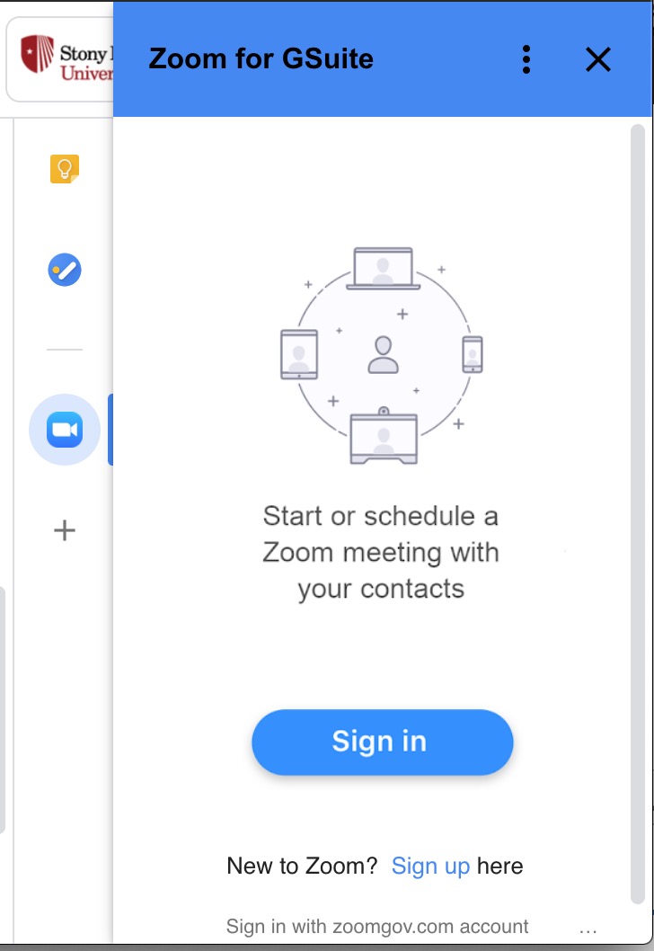 sign into zoom for google add on