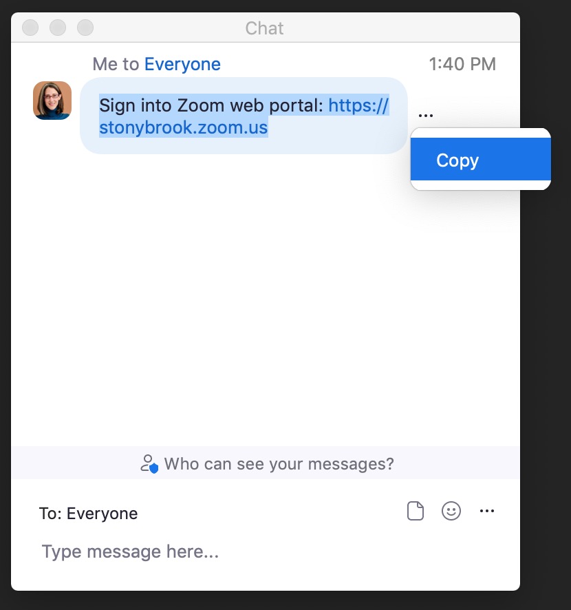 Allowing Participants in Zooms You Host to Copy from the Zoom Chat