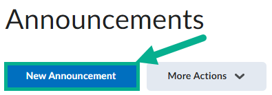 Image of the new announcement button in the announcement tool