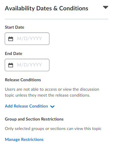 Image of the availability dates and conditions tab