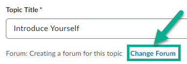 Image of the change forum button when creating a new topic