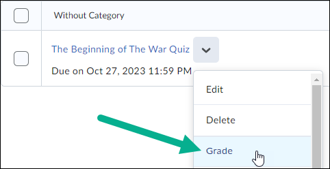 Image of the grade button showing for an exam