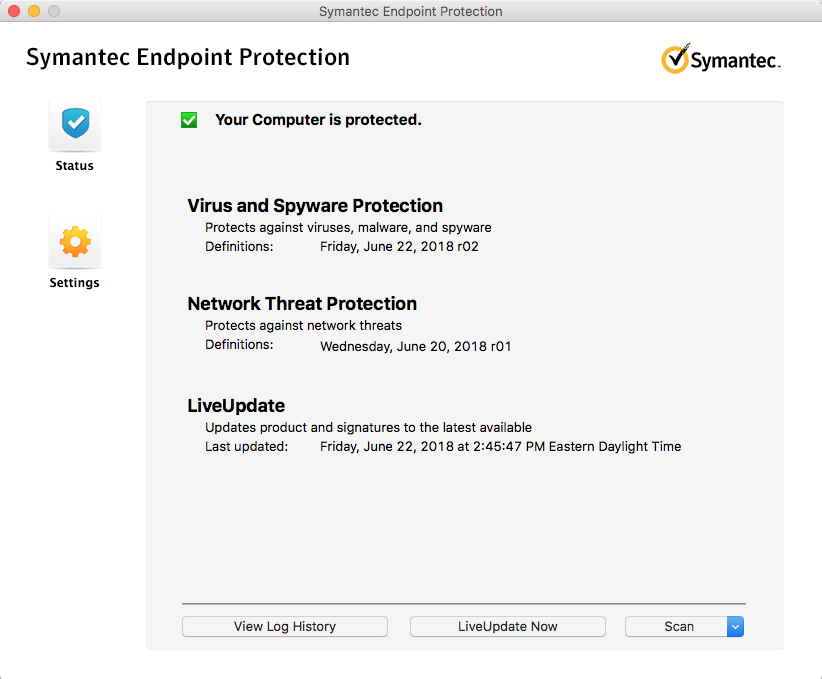 atualização do antivírus symantec endpoint protection