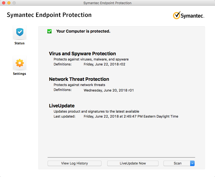 update of symantech antivirus