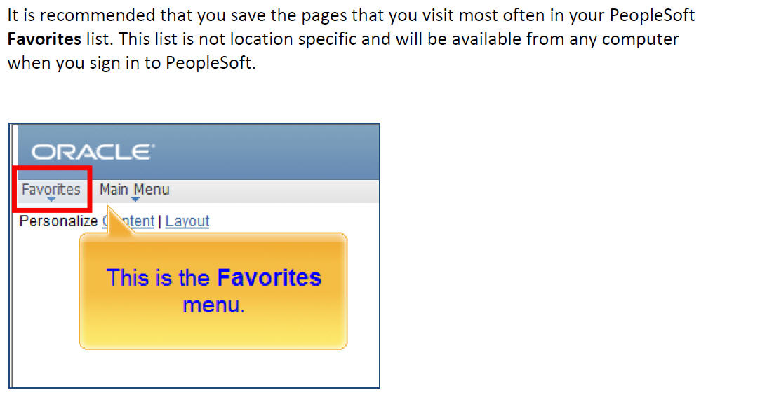 Saving a Page to Favorites in PeopleSoft | Division of Information  Technology
