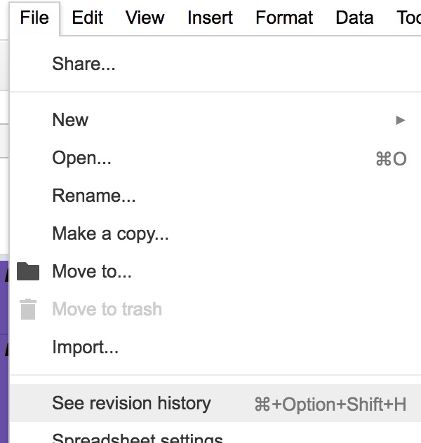 File > See revision history