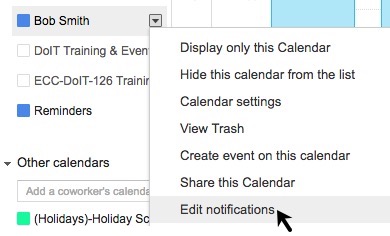 google calendar menu with edit notifications 