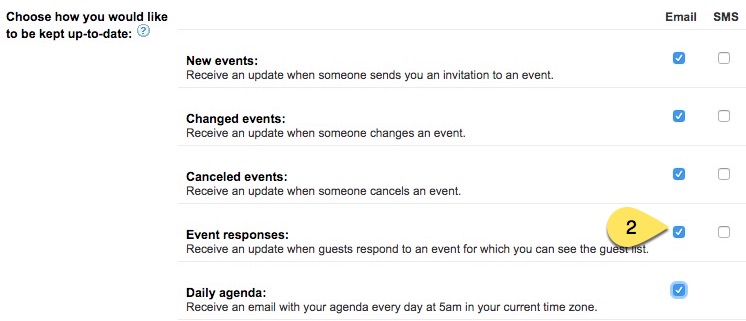 event responses in calendar notifications