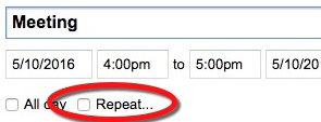 repeat option in google calendar event