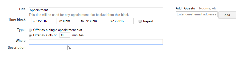 Creating Bookable Appointment Slots In Google Calendar Division Of Information Technology