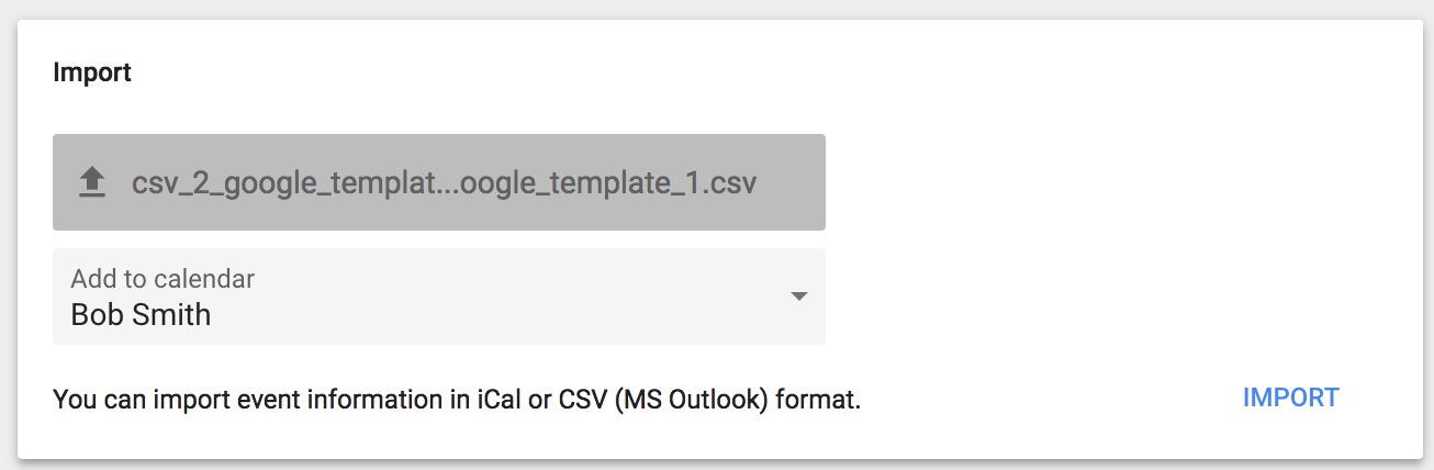 importing calendar events from csv to google division of information technology room inventory template