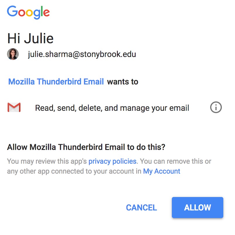 access thunderbird email