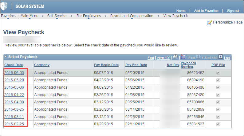 Finding Your Paycheck in Solar Division of Information Technology