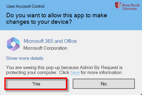 Windows User Account Control prompt