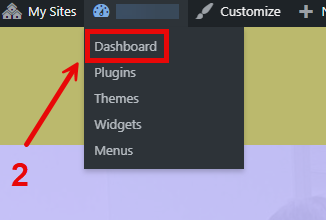 Step 2 pointing towards the Dashboard button from SB You's dropdown.