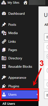 SB You Sidebar, with step 3 pointing towards the user button.