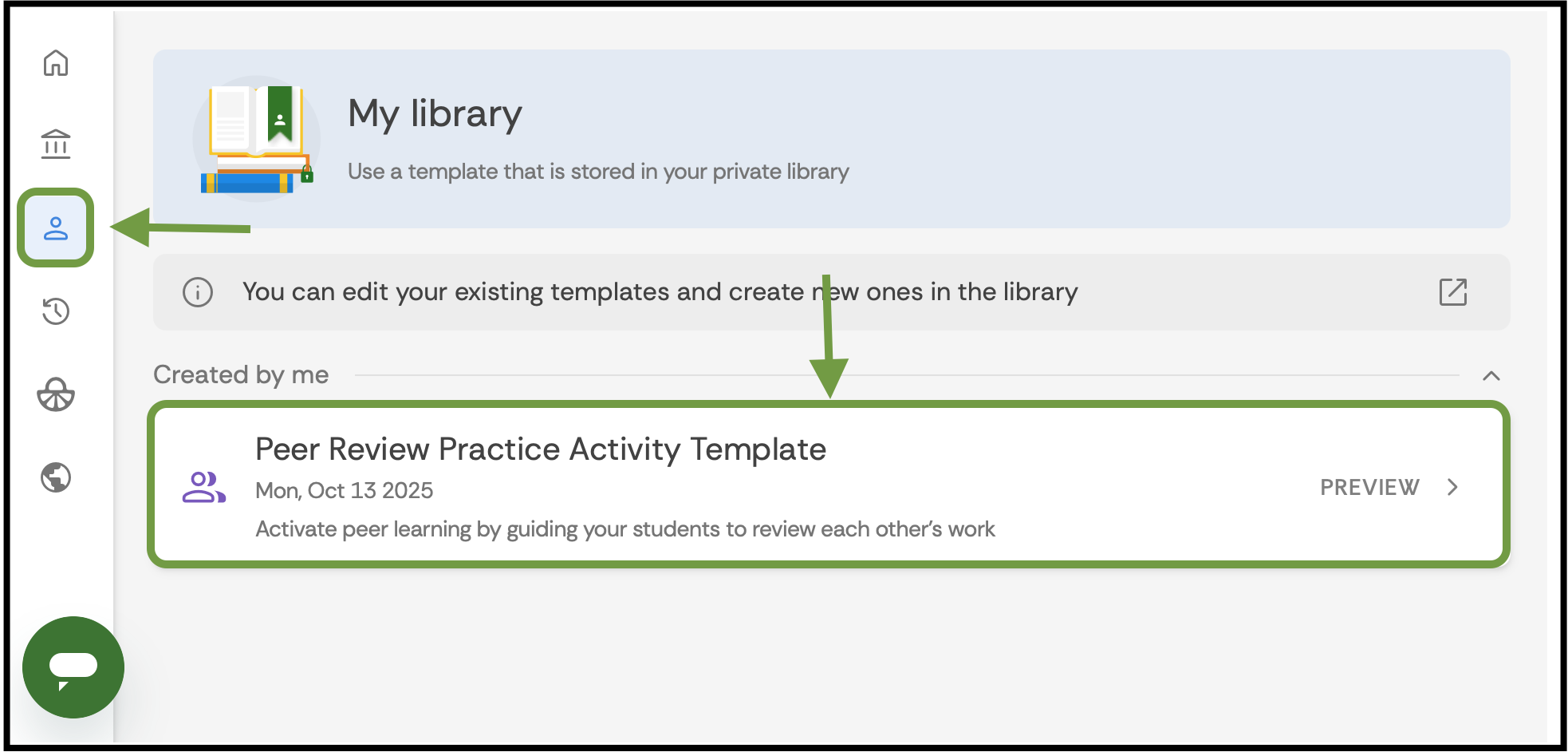 List of templates in my library