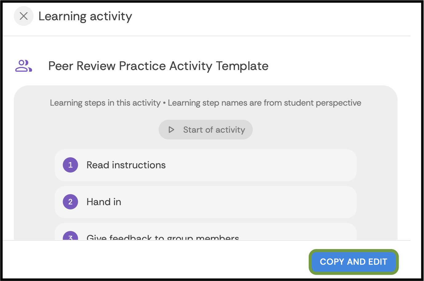 Copy and edit screen