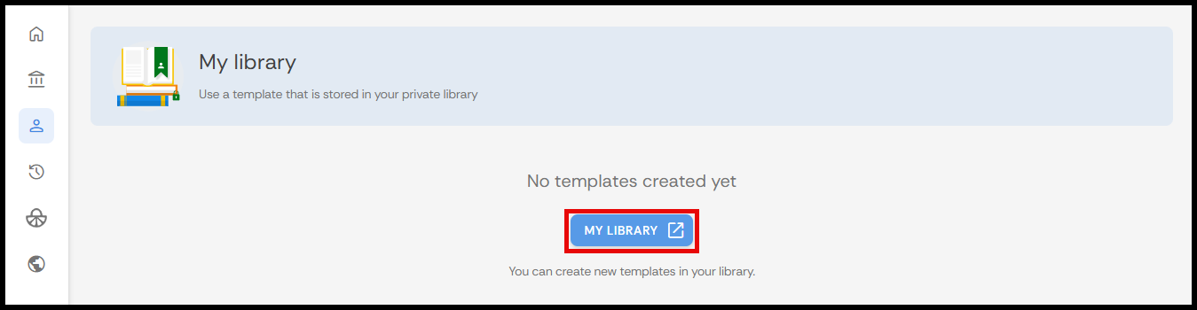 Opening the library onto a new page button