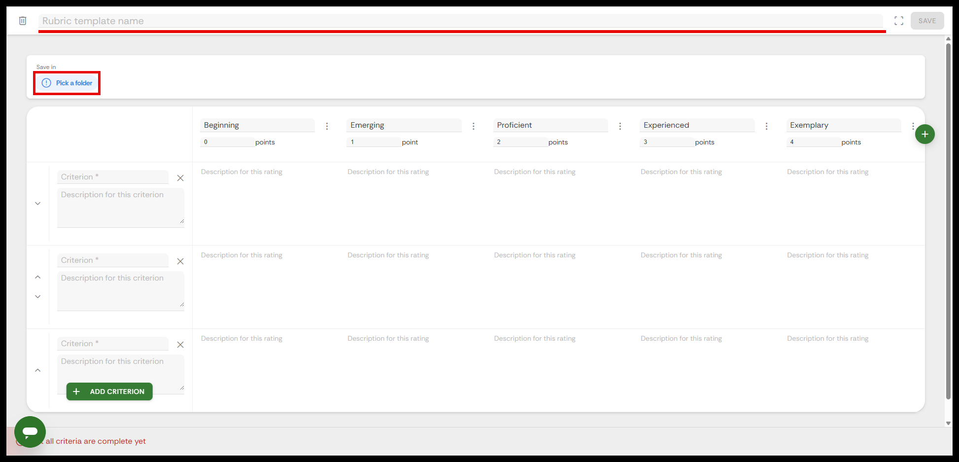 Customize rubric layout