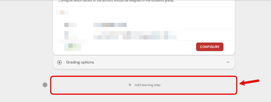 Selecting add learning steps