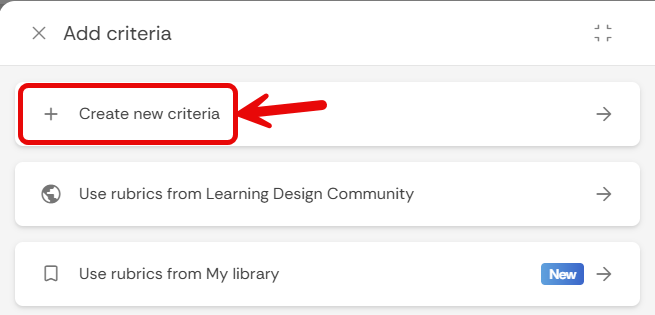 Selecting create new criteria