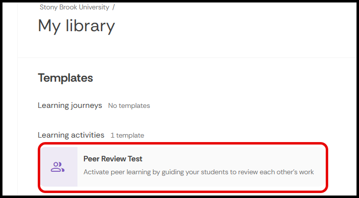 Selecting a template in FeedbackFruits library
