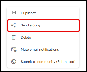 Selecting send a copy in a feedbackfruit template